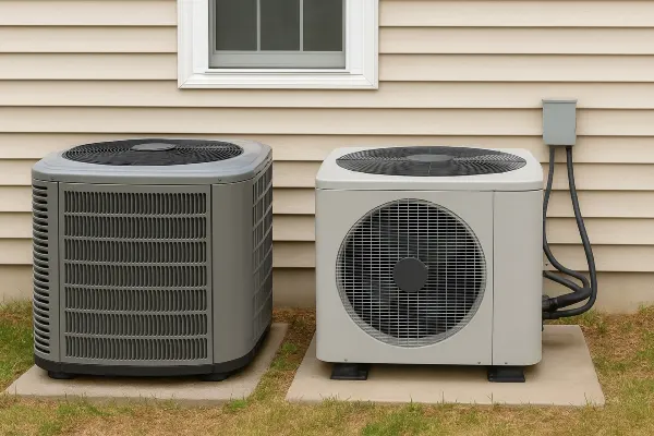 2 AC units outside the house on a concrete slabs next to each other from Air Conditioning Repair Dallas in Dallas, TX - Air Conditioner Installation