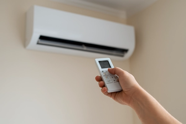 the hand of a person using an AC control remote to adjust the temperature from Air Conditioning Repair Dallas in Dallas, TX - Air Conditioning Contractor the hand of a person using an AC control remote to adjust the temperature from Air Conditioning Repair Dallas in Dallas, TX - Air Conditioning Contractor