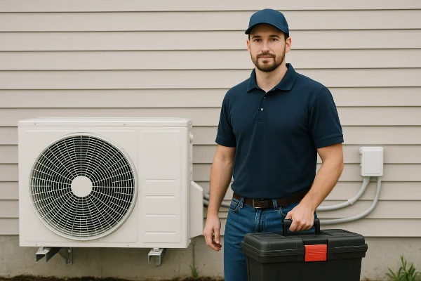 a male air conditioning technician looking straight at the camera from Air Conditioning Repair Dallas in Dallas, TX a male air conditioning technician looking straight at the camera from Air Conditioning Repair Dallas in Dallas, TX