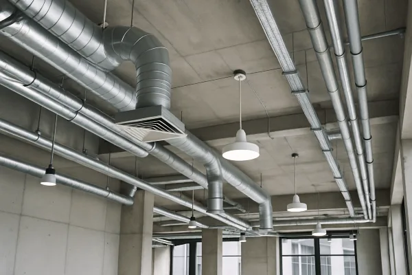 metal air ducts attached to the ceiling of a building from Air Conditioning Repair Dallas in Garland, TX - Garland TX
