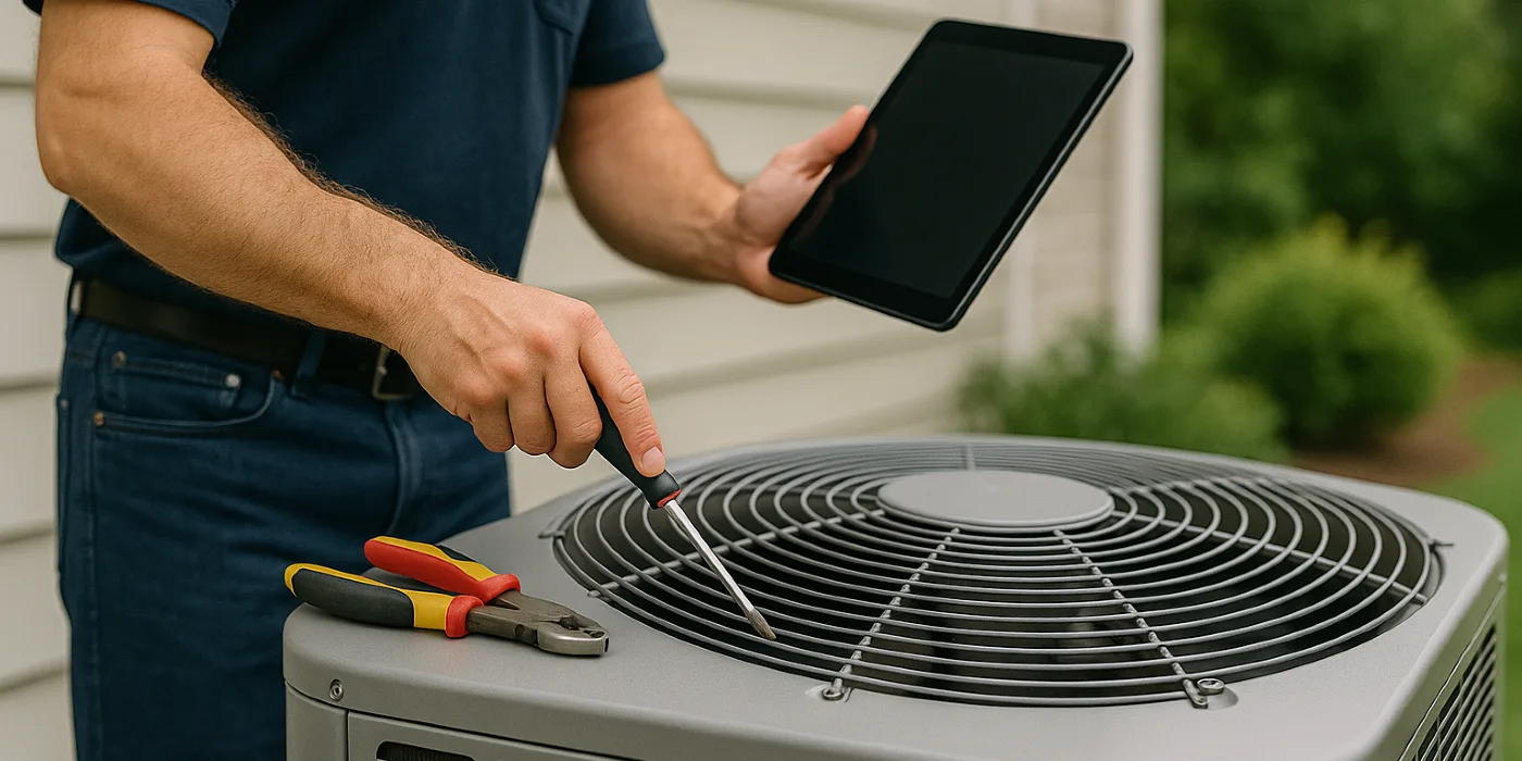 a male air conditioning technician testing an outside ac unit from Air Conditioning Repair Dallas in Irving, TX - Irving TX